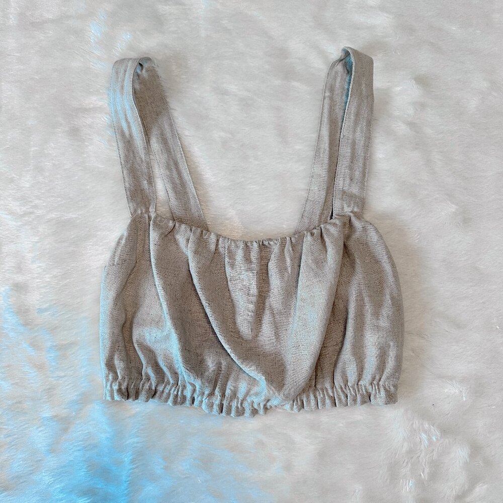 A&F Wide Strap Linen Blend Crop Top